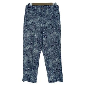 Lauren Ralph Lauren Crop Pants Blue Paisley Capri Straight Leg 12P